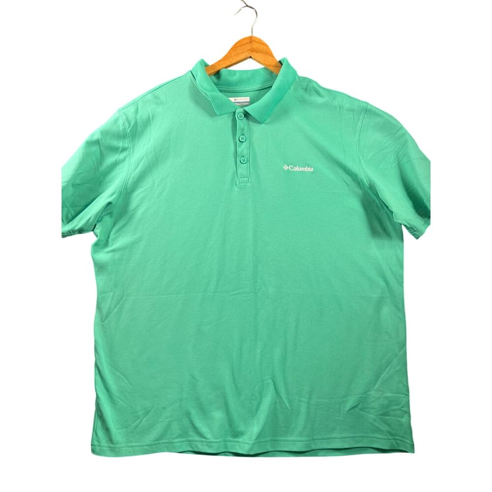 Columbia Men's XL Green Active Fit Short Sleeve Polo Solid Embroidered Logo